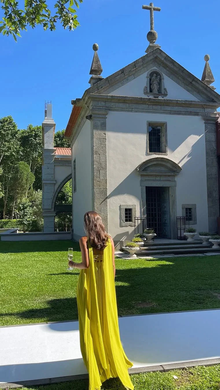 Women's Maxi Dress | Pleated Flowy Summer Wedding Guest Dress
