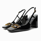 Women's Pointed Toe Slingback Court Heels black