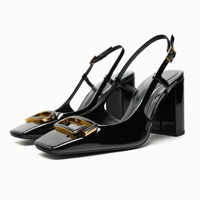 Women's Pointed Toe Slingback Court Heels black