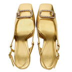 Women's Pointed Toe Slingback Court Heels gold 4