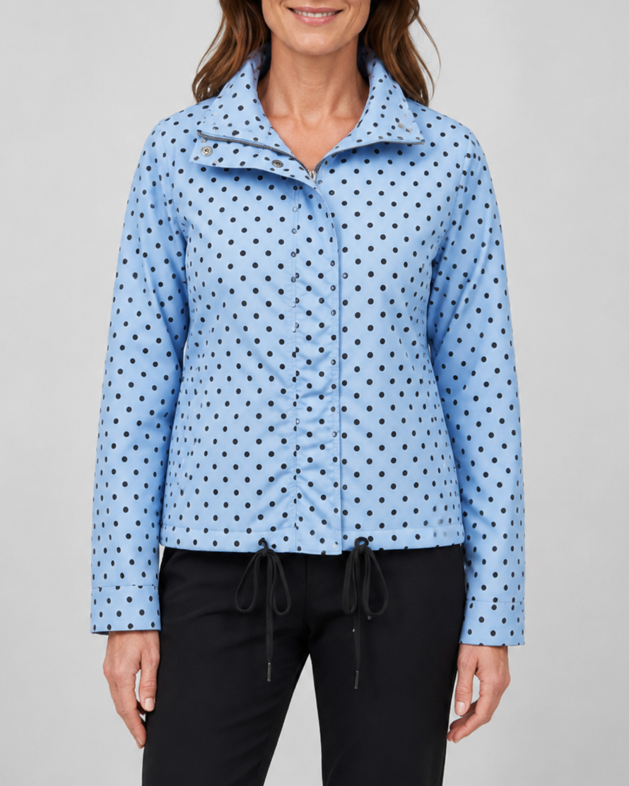 Women's Polka Dot Zip Up Transitional Jacket