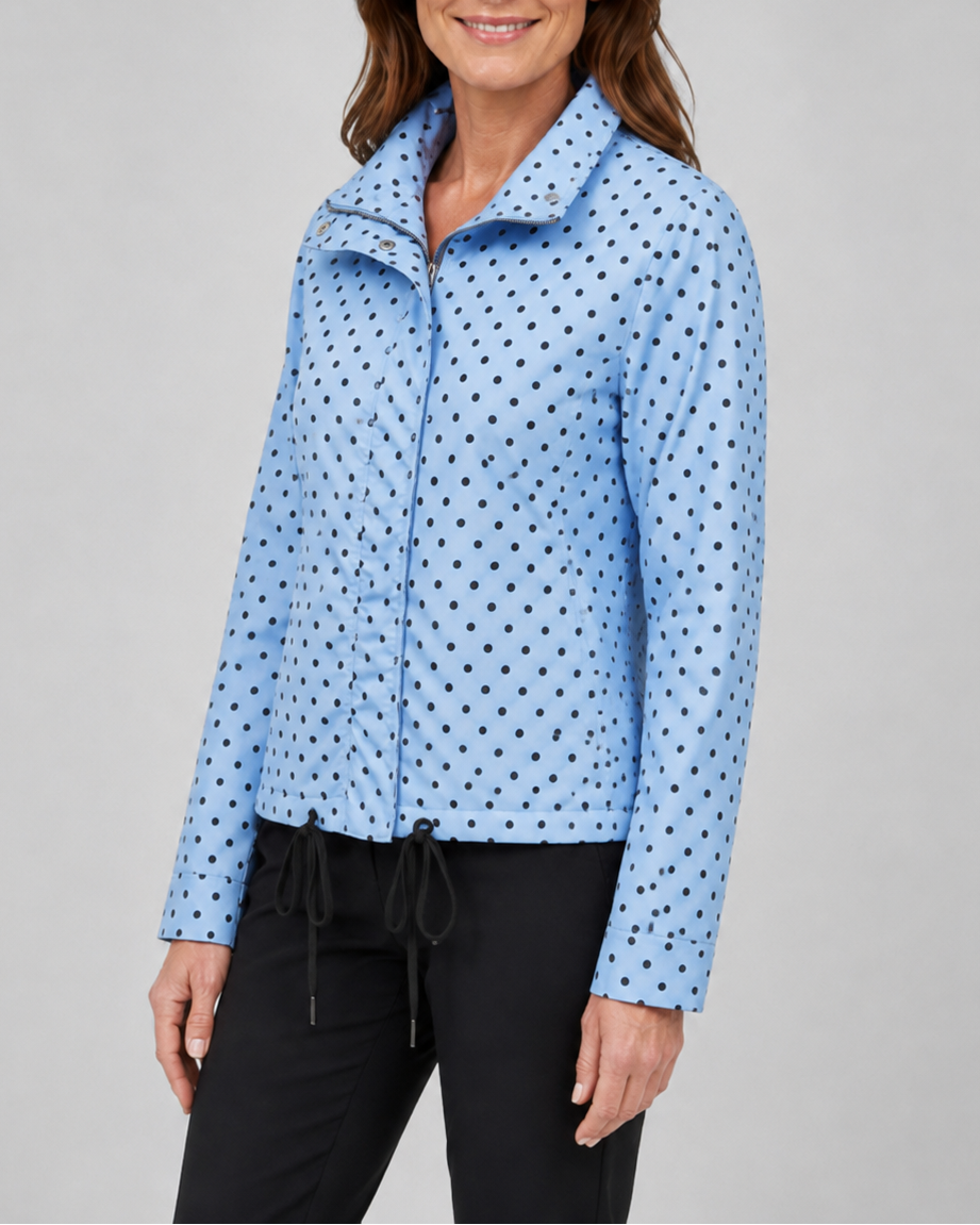 Women's Polka Dot Zip Up Transitional Jacket