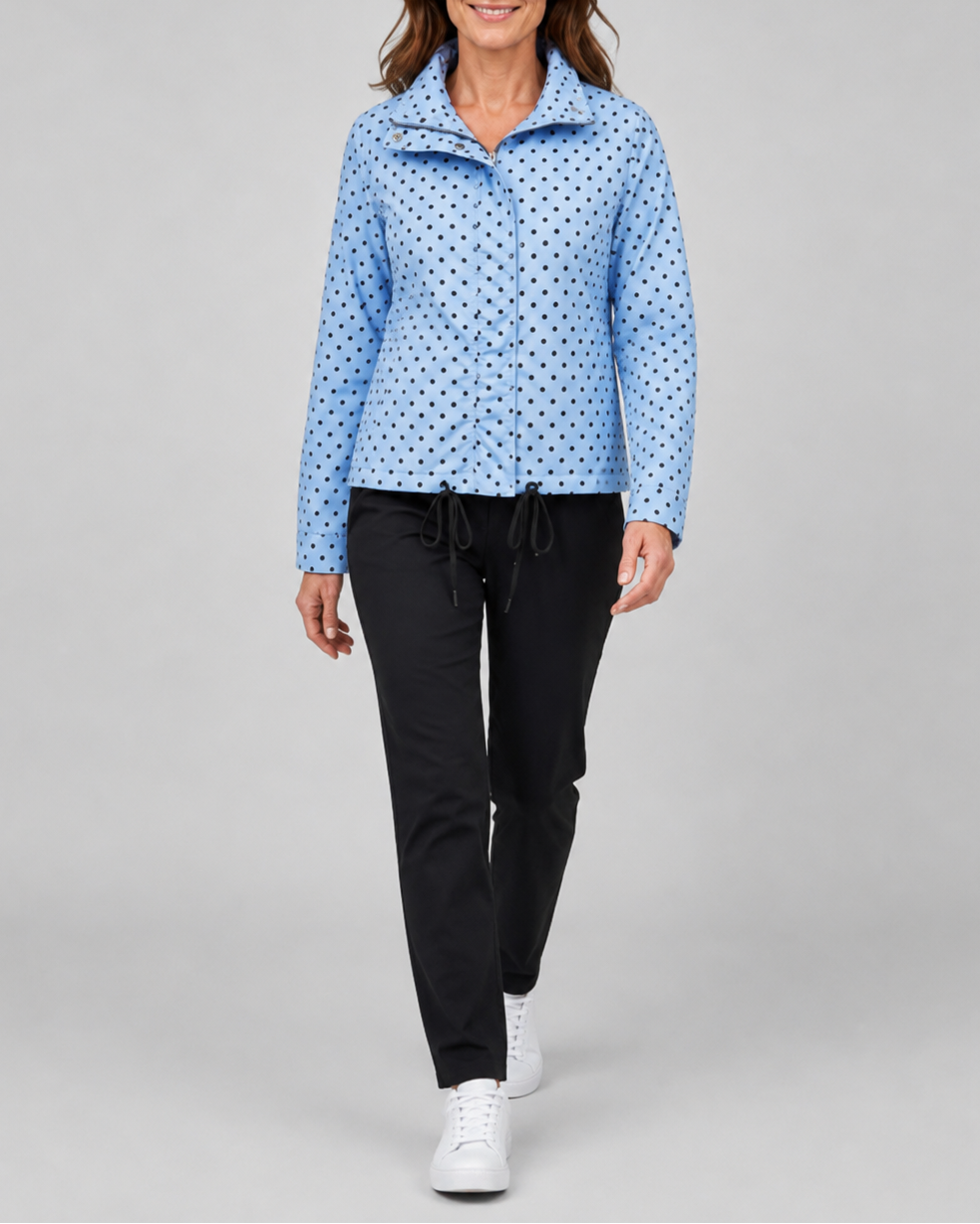 Women's Polka Dot Zip Up Transitional Jacket
