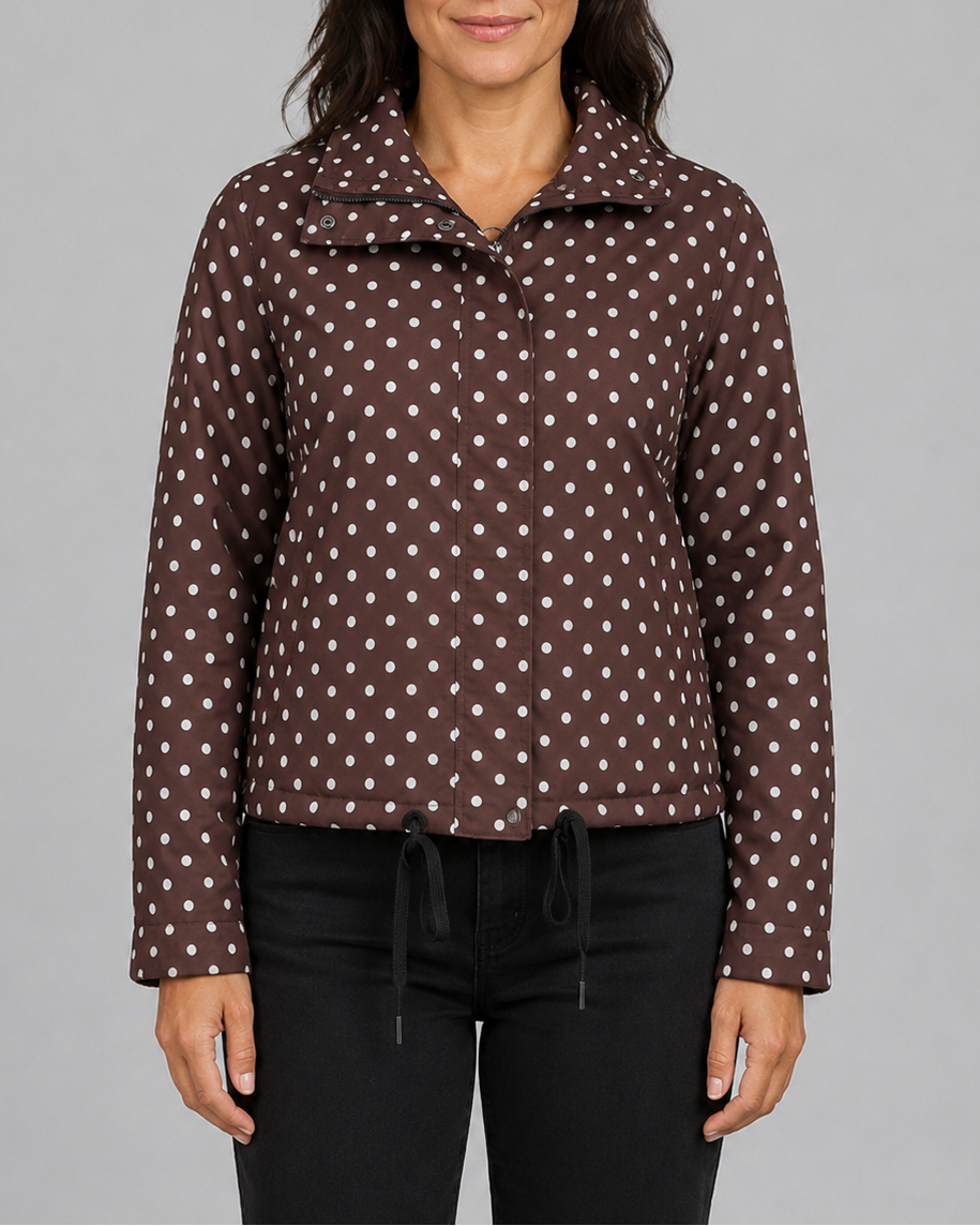 Women's Polka Dot Zip Up Transitional Jacket