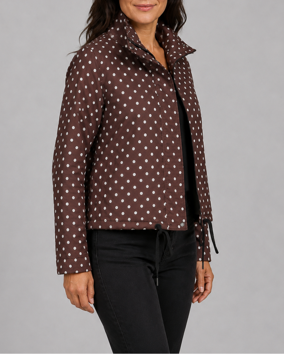 Women's Polka Dot Zip Up Transitional Jacket