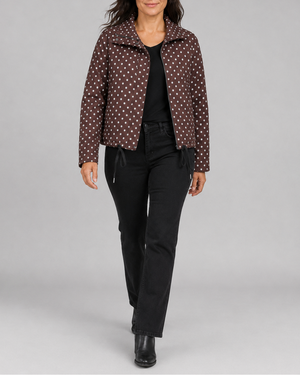 Women's Polka Dot Zip Up Transitional Jacket