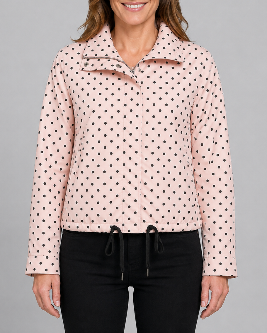 Women's Polka Dot Zip Up Transitional Jacket