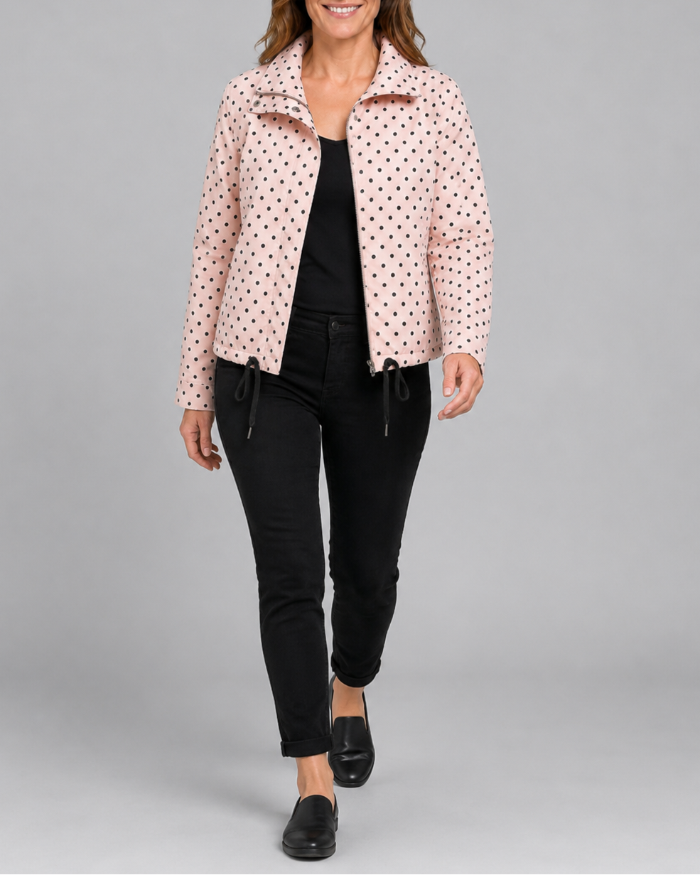 Women's Polka Dot Zip Up Transitional Jacket