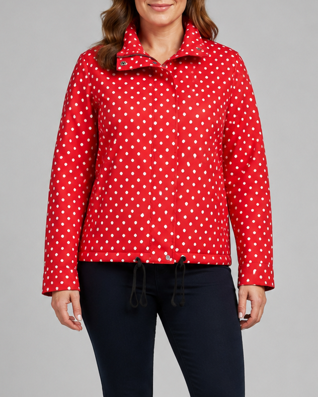 Women's Polka Dot Zip Up Transitional Jacket