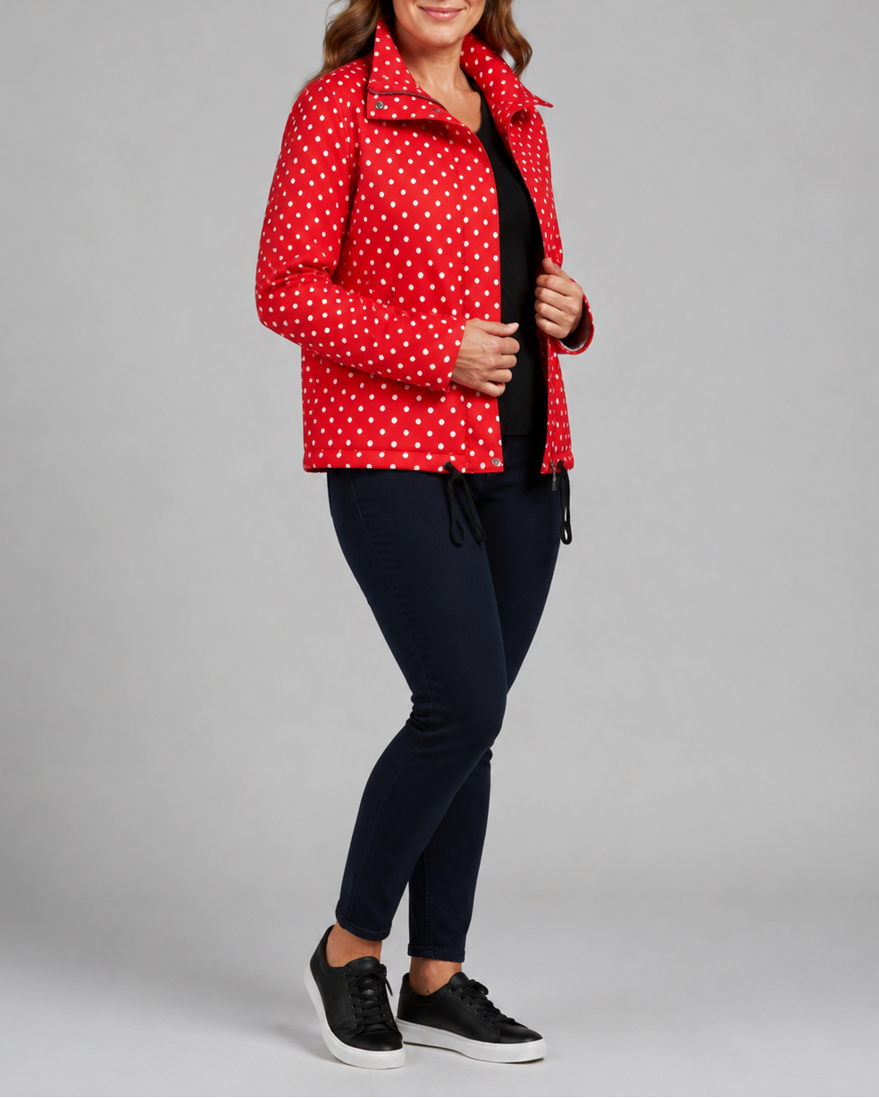 Women's Polka Dot Zip Up Transitional Jacket