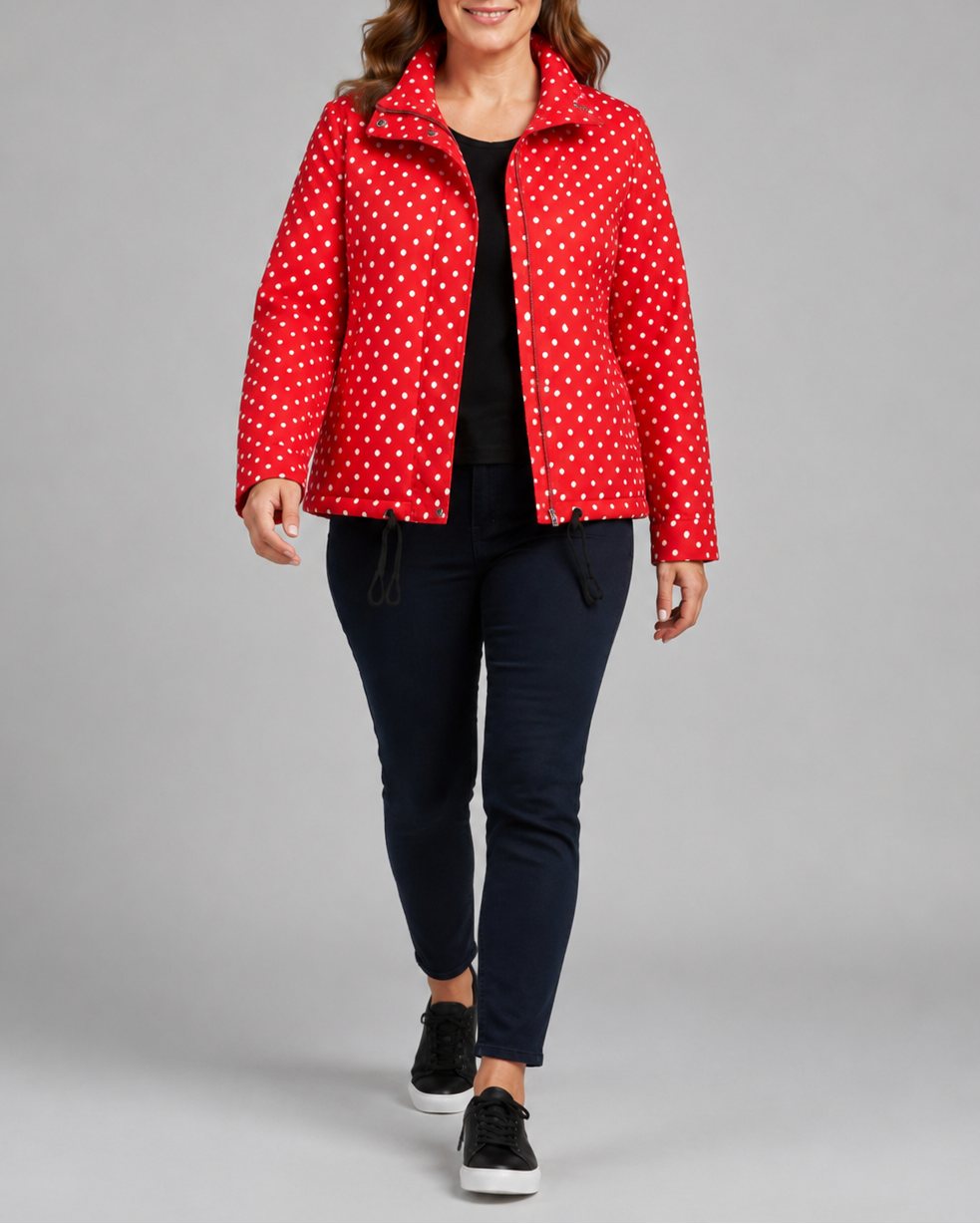 Women's Polka Dot Zip Up Transitional Jacket