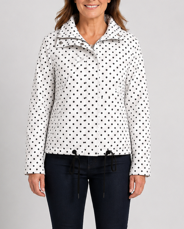 Women's Polka Dot Zip Up Transitional Jacket