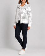 Women's Polka Dot Zip Up Transitional Jacket