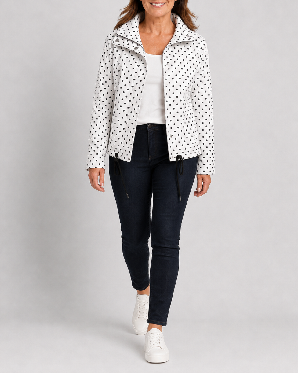 Women's Polka Dot Zip Up Transitional Jacket