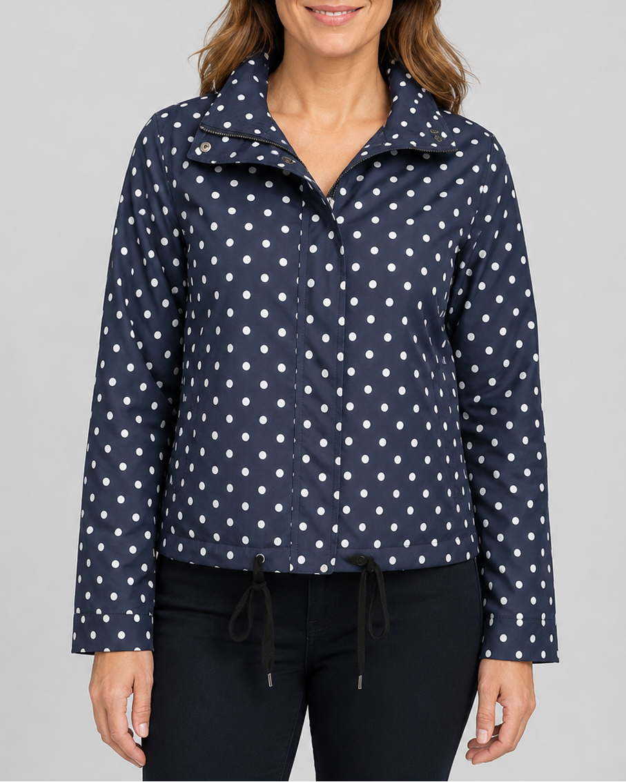 Women's Polka Dot Zip Up Transitional Jacket