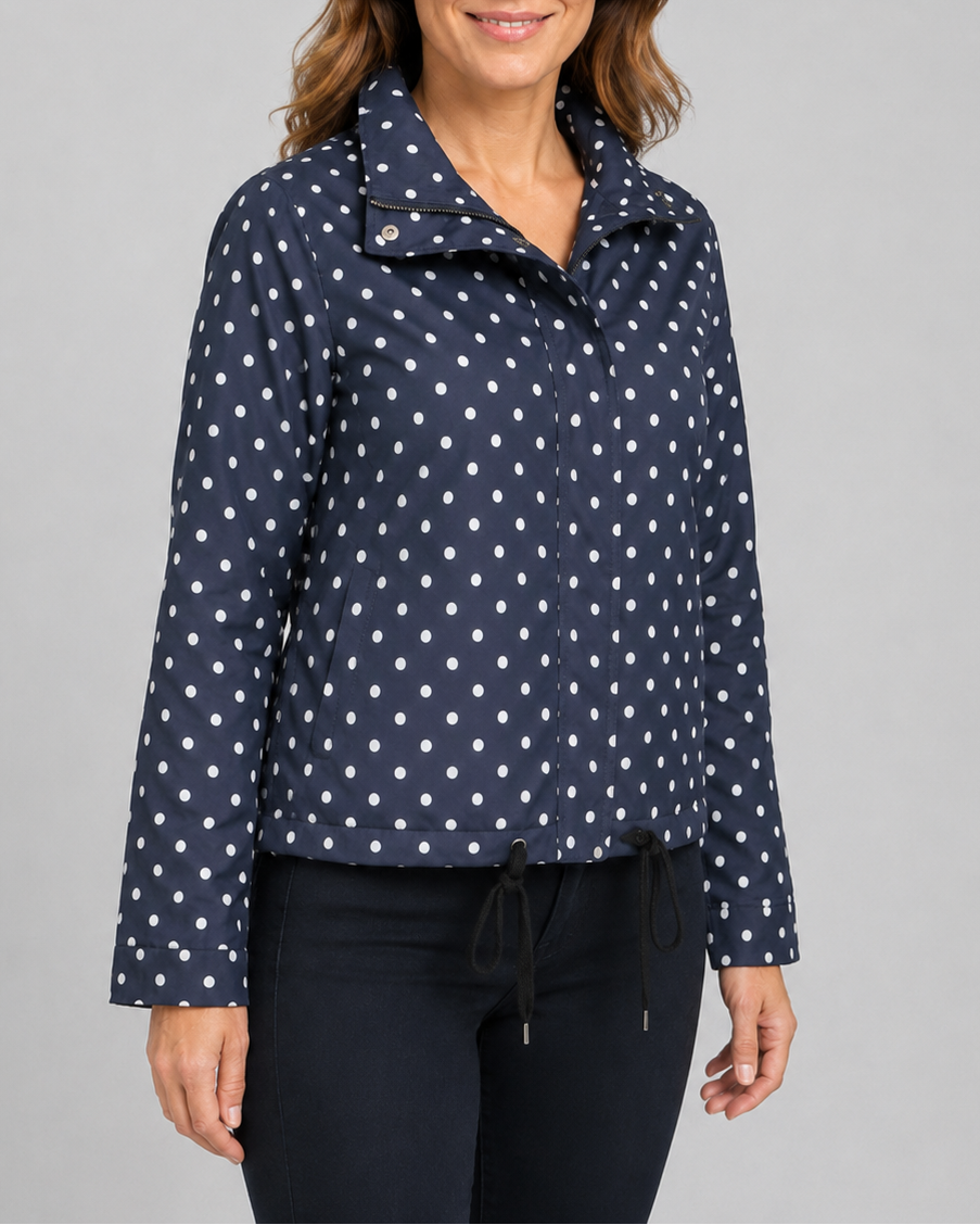 Women's Polka Dot Zip Up Transitional Jacket