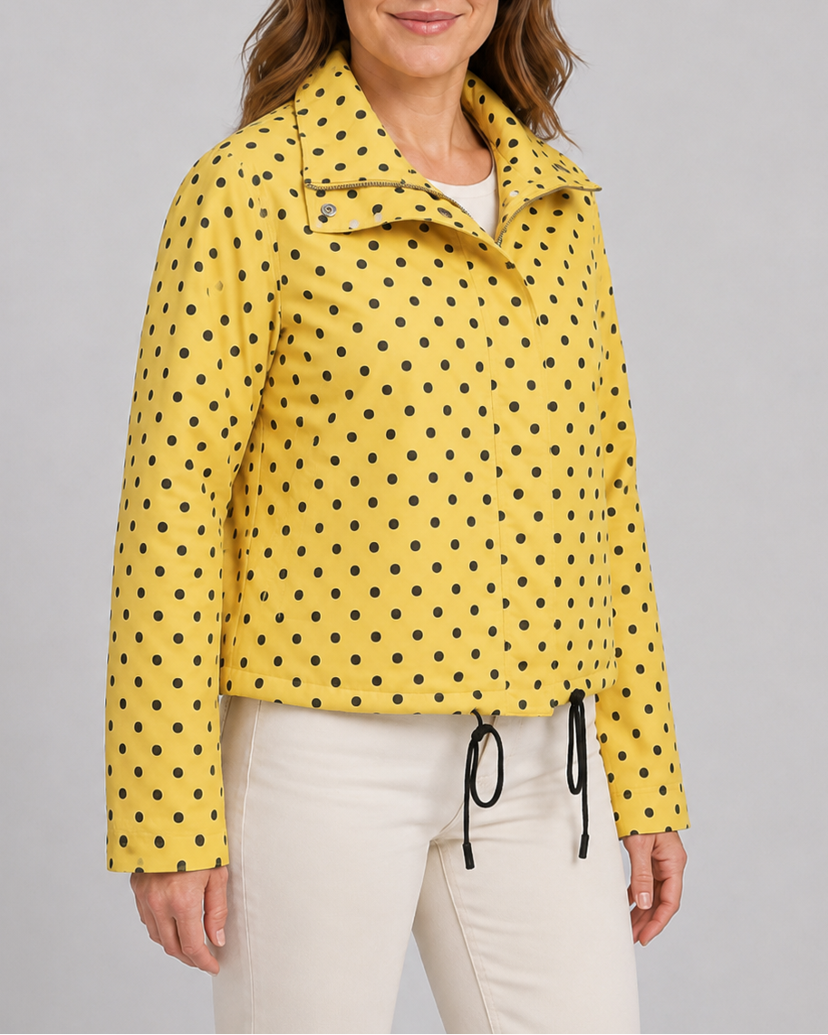 Women's Polka Dot Zip Up Transitional Jacket