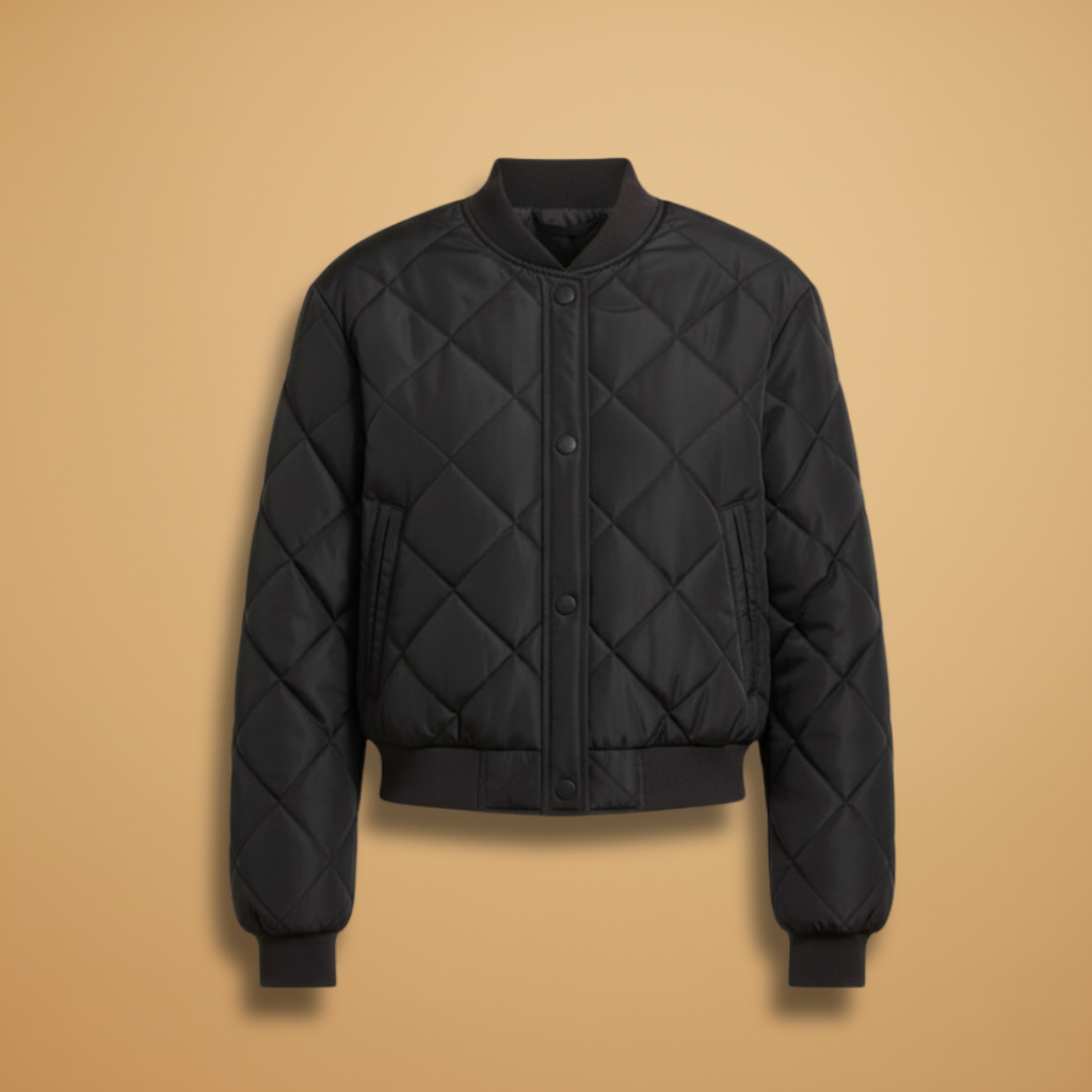Women's Quilted Bomber Jacket black 1