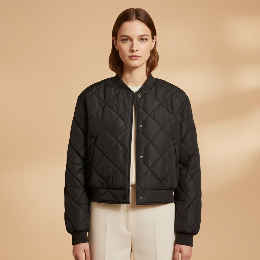 Women's Quilted Bomber Jacket black 2