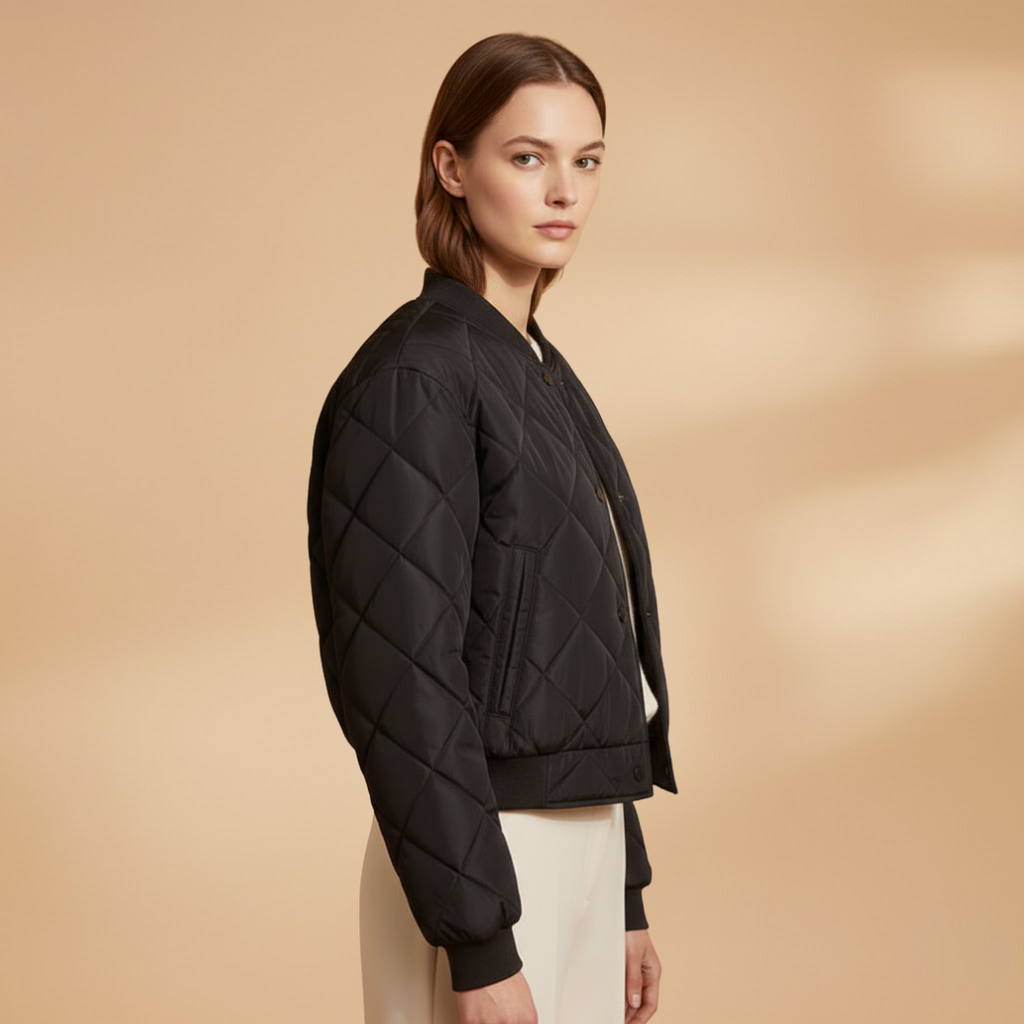 Women's Quilted Bomber Jacket black 3