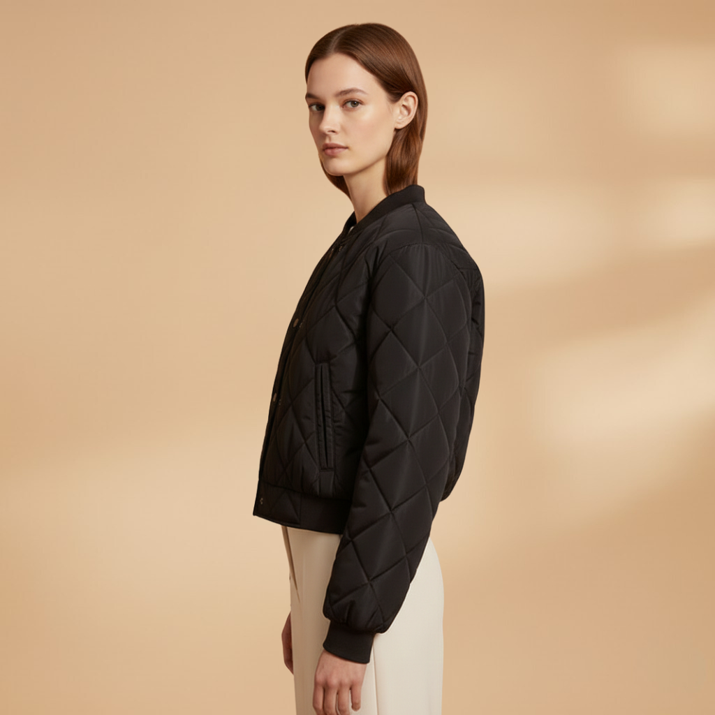 Women's Quilted Bomber Jacket black 4