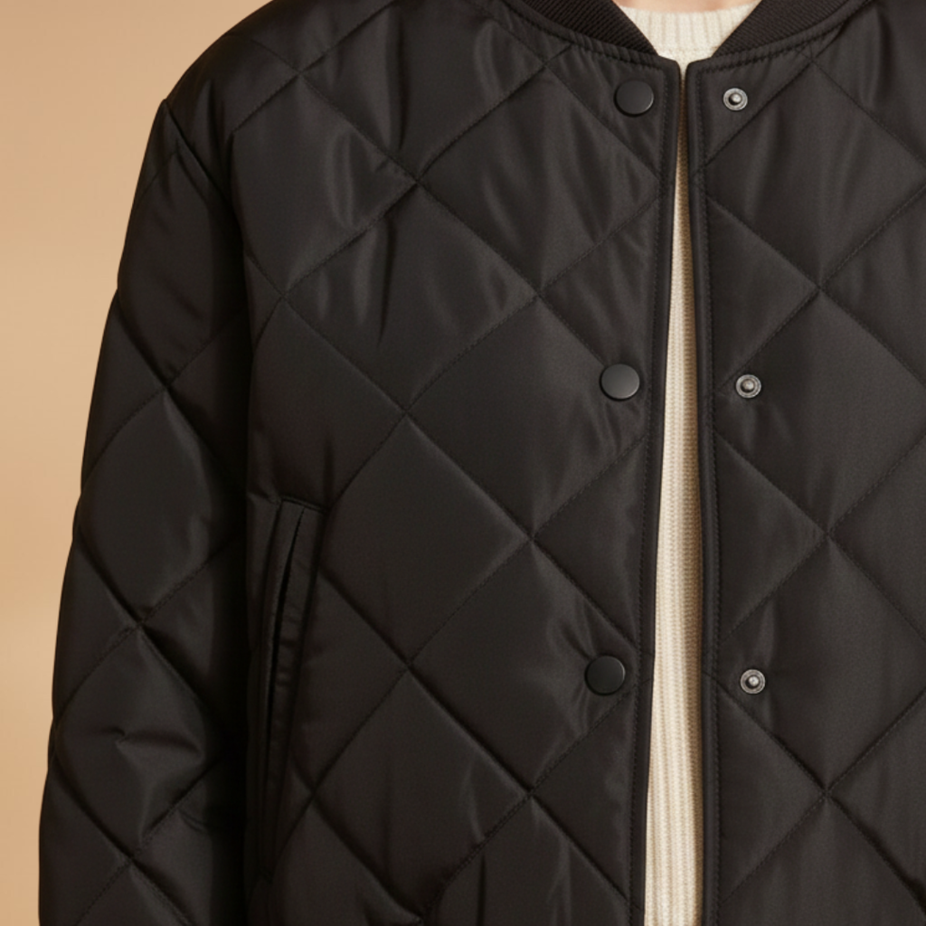Women's Quilted Bomber Jacket black 6