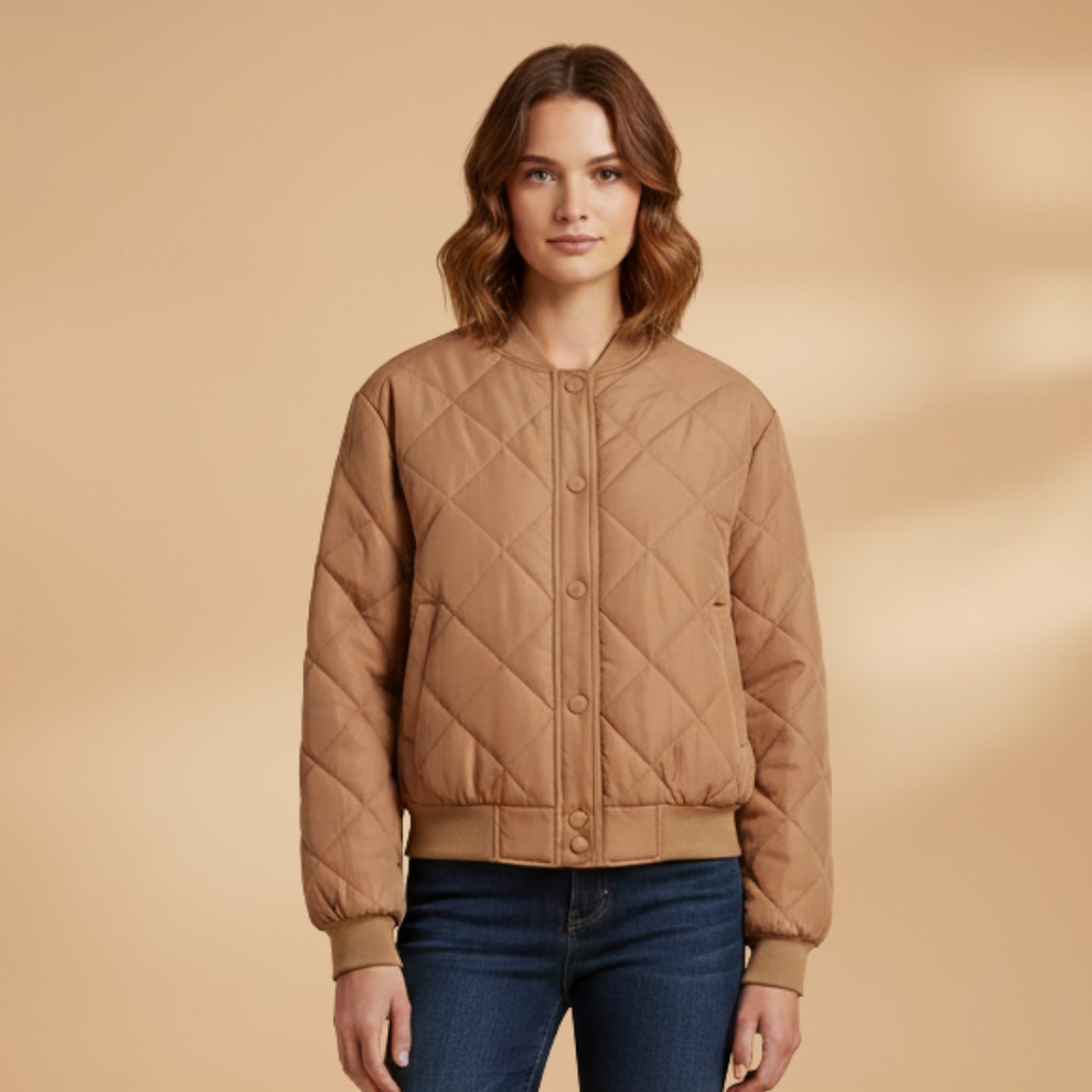 Women's Quilted Bomber Jacket brown