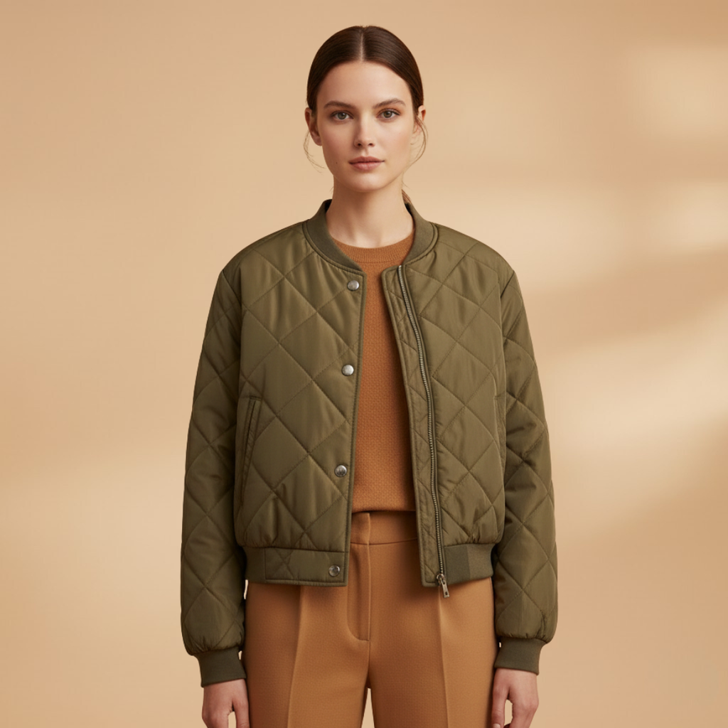 Women's Quilted Bomber Jacket green