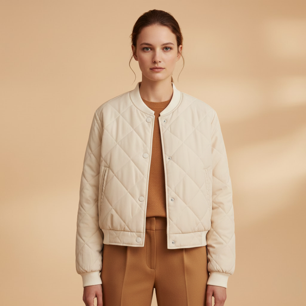 Women's Quilted Bomber Jacket white 1