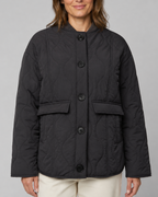Women's Quilted Jacket | Button Front Stand Collar with Flap Pockets