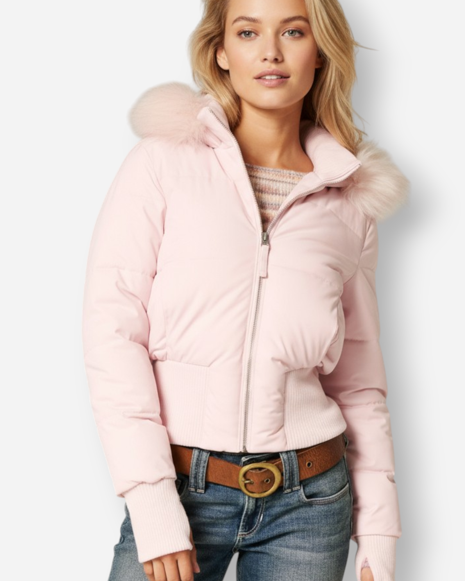 Women's Quilted Hooded Winter Jacket Pink 1