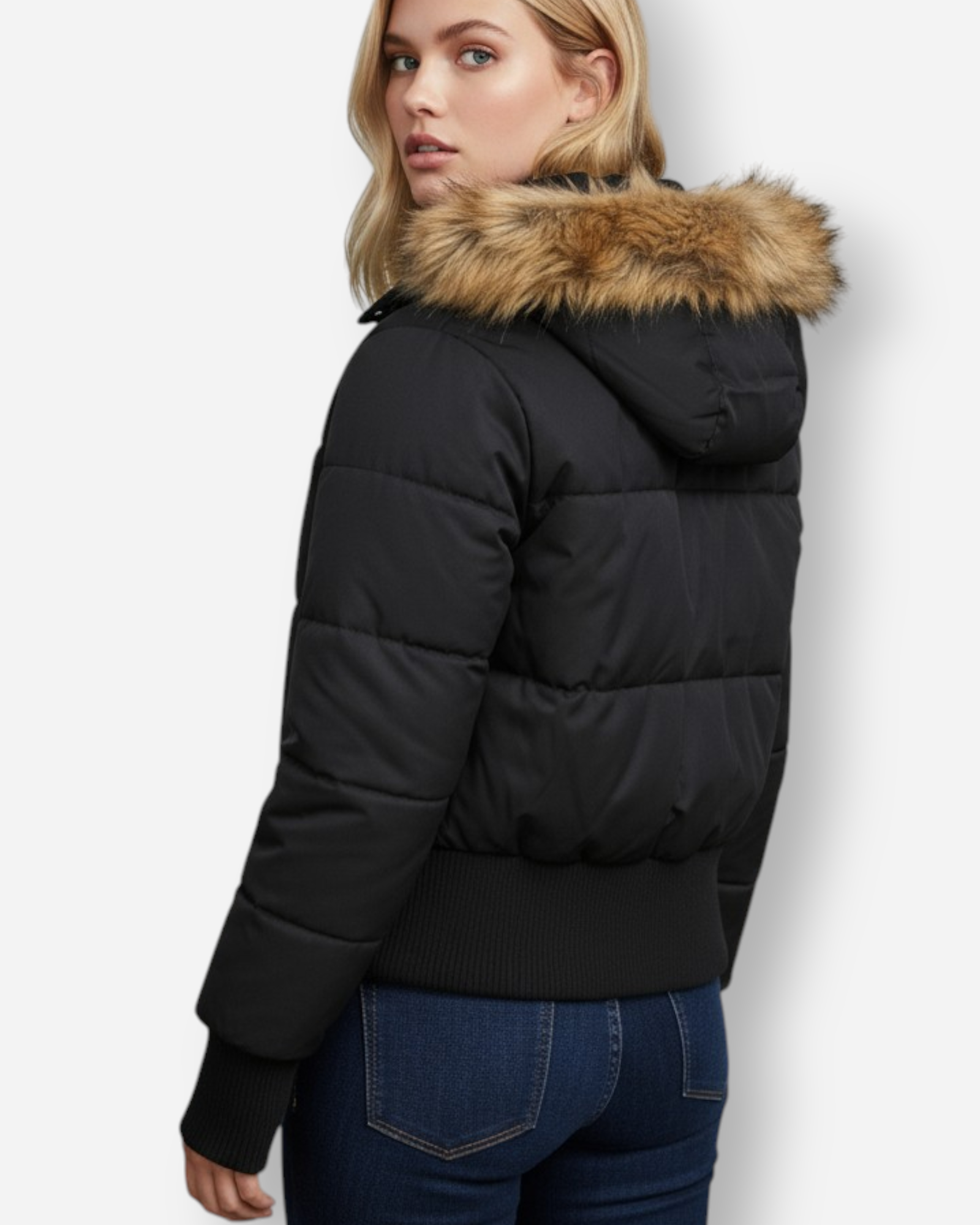 Women's Quilted Hooded Winter Jacket black 2