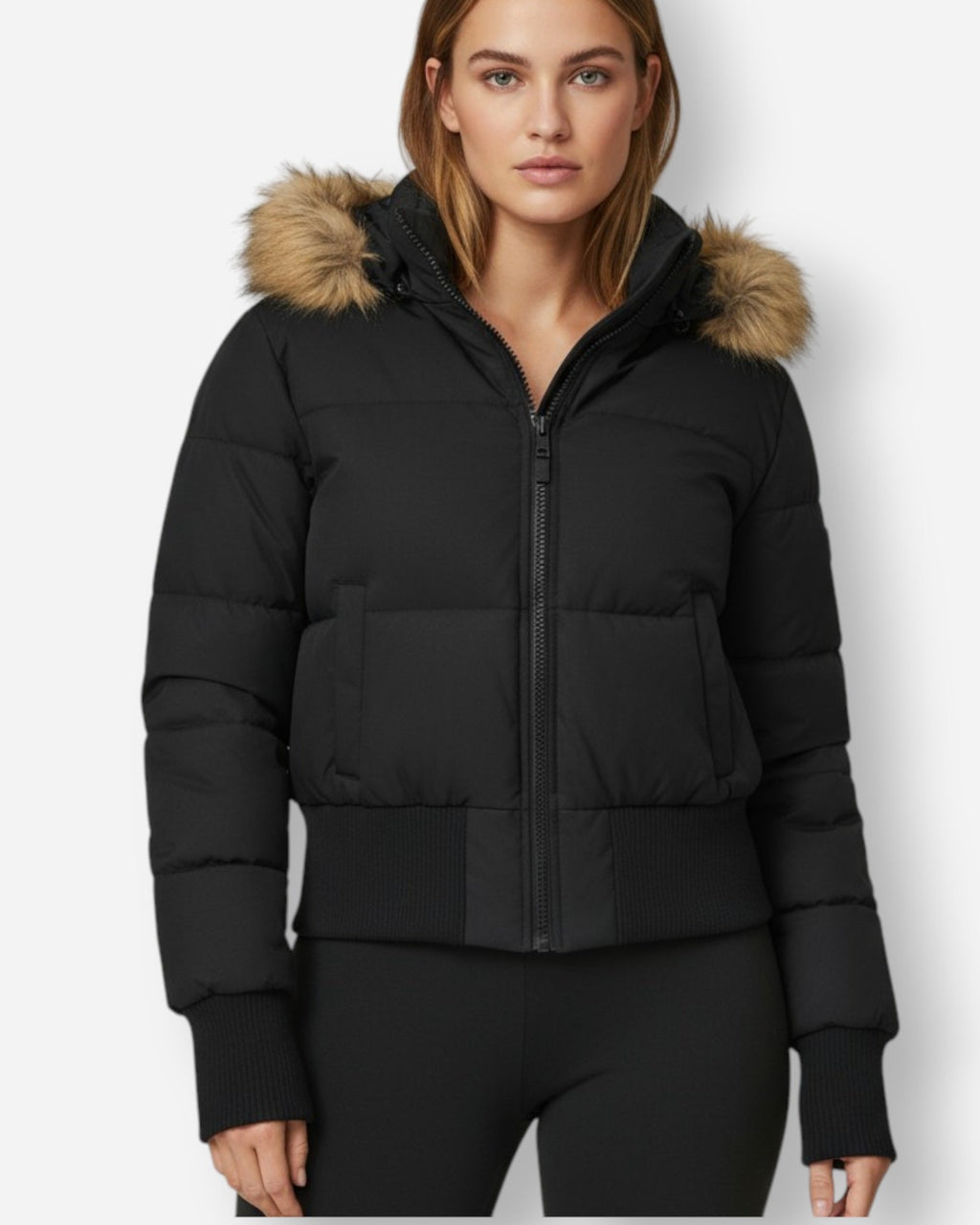 Women's Quilted Hooded Winter Jacket black 3