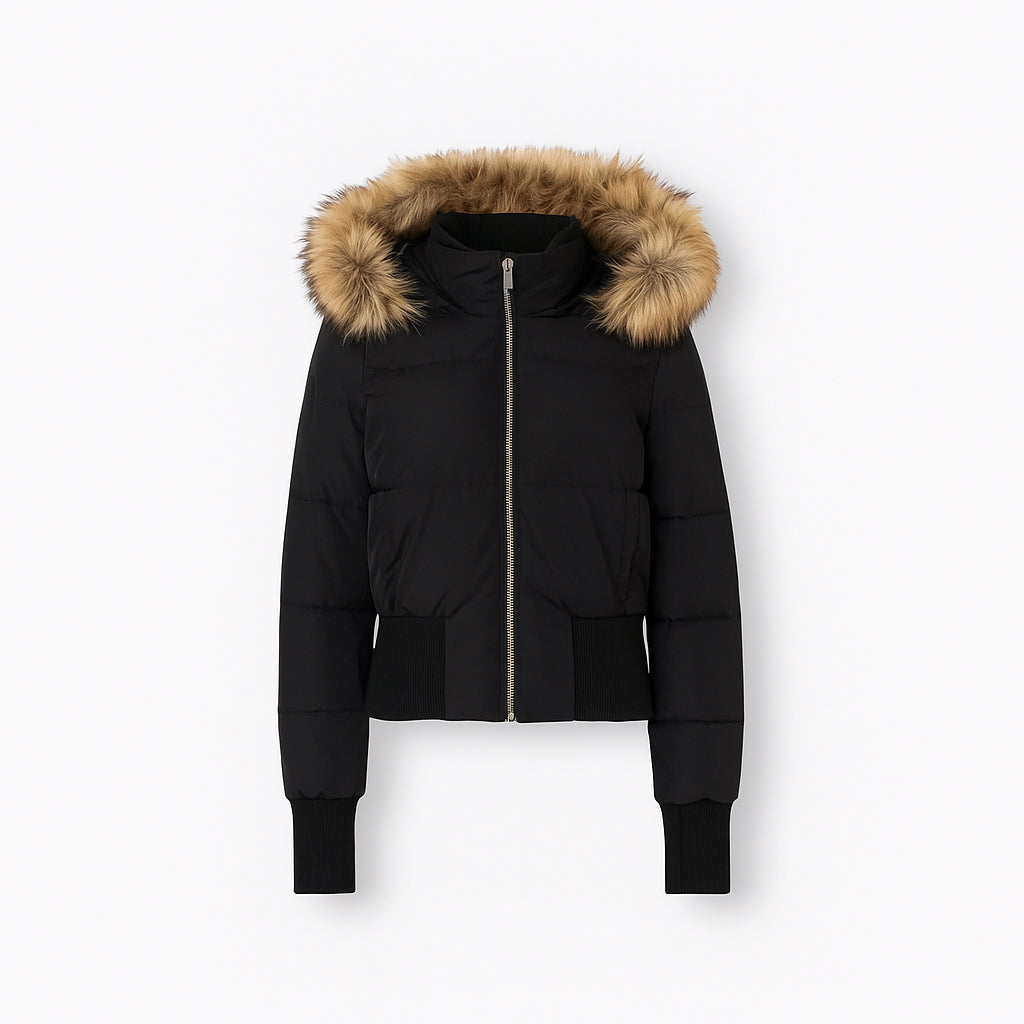 Women's Quilted Hooded Winter Jacket black 4