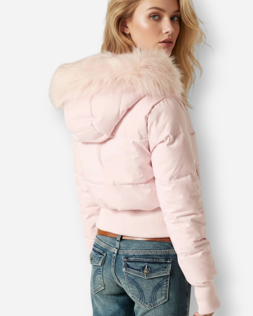 Women's Quilted Hooded Winter Jacket pink 3