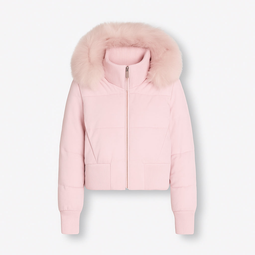 Women's Quilted Hooded Winter Jacket pink 4