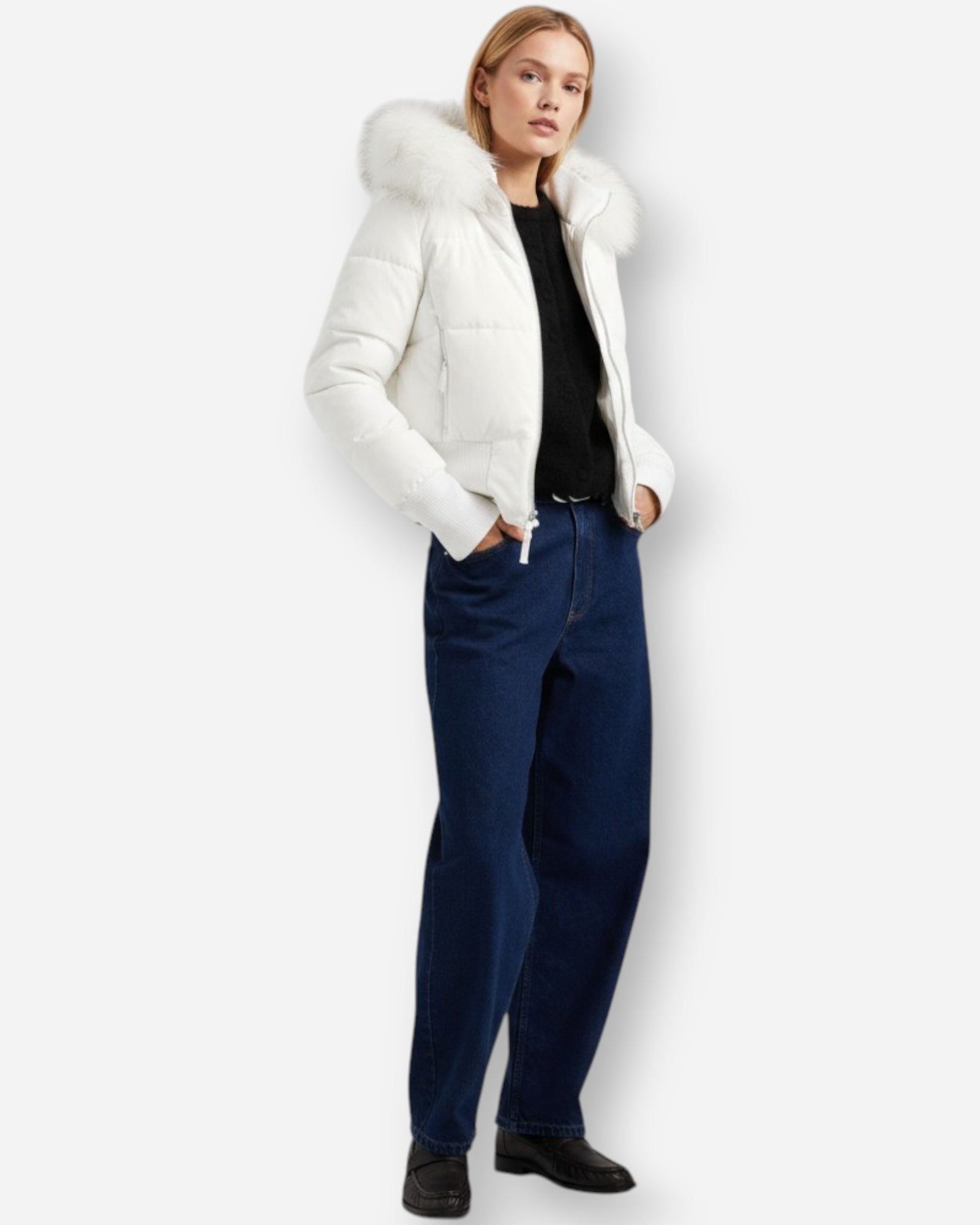 Women's Quilted Hooded Winter Jacket white 3