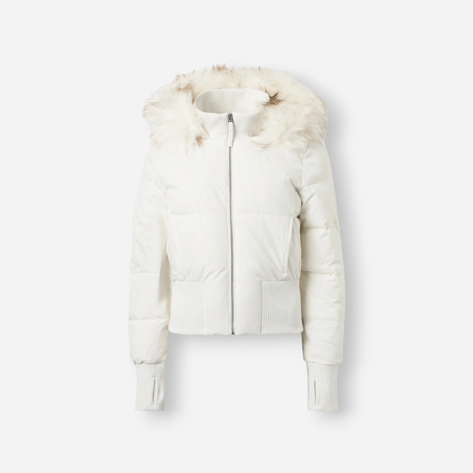 Women's Quilted Hooded Winter Jacket white 4