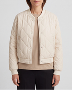 Women's Quilted Button Up Bomber Jacket with Pockets
