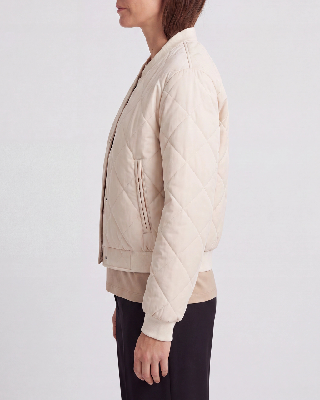 Women's Quilted Button Up Bomber Jacket with Pockets