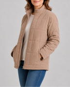 Women's Quilted Zip Up Jacket | Stand Collar with Pockets
