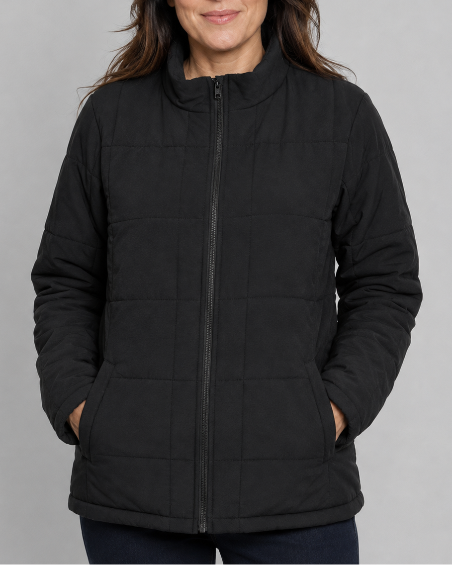 Women's Quilted Zip Up Jacket | Stand Collar with Pockets