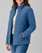 Women's Quilted Zip Up Jacket | Stand Collar with Pockets