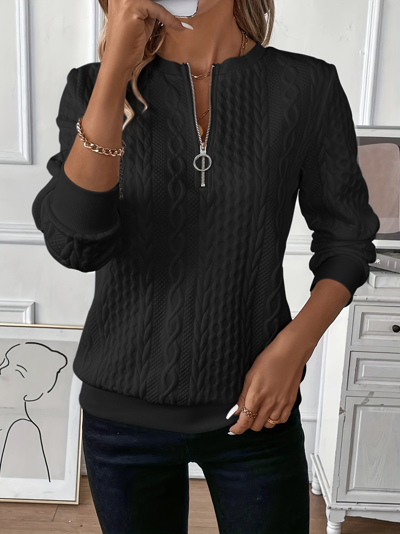 Women's Relaxed Knit Comfort Jumper black 1
