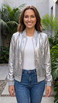 Women's Zip Front Sequin Bomber Jacket
