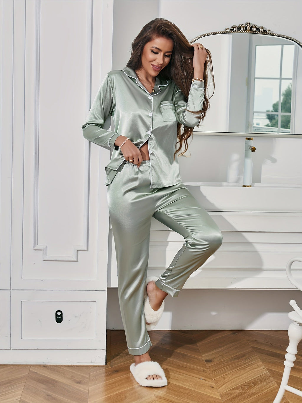 Women's Satin Pyjama Set 10