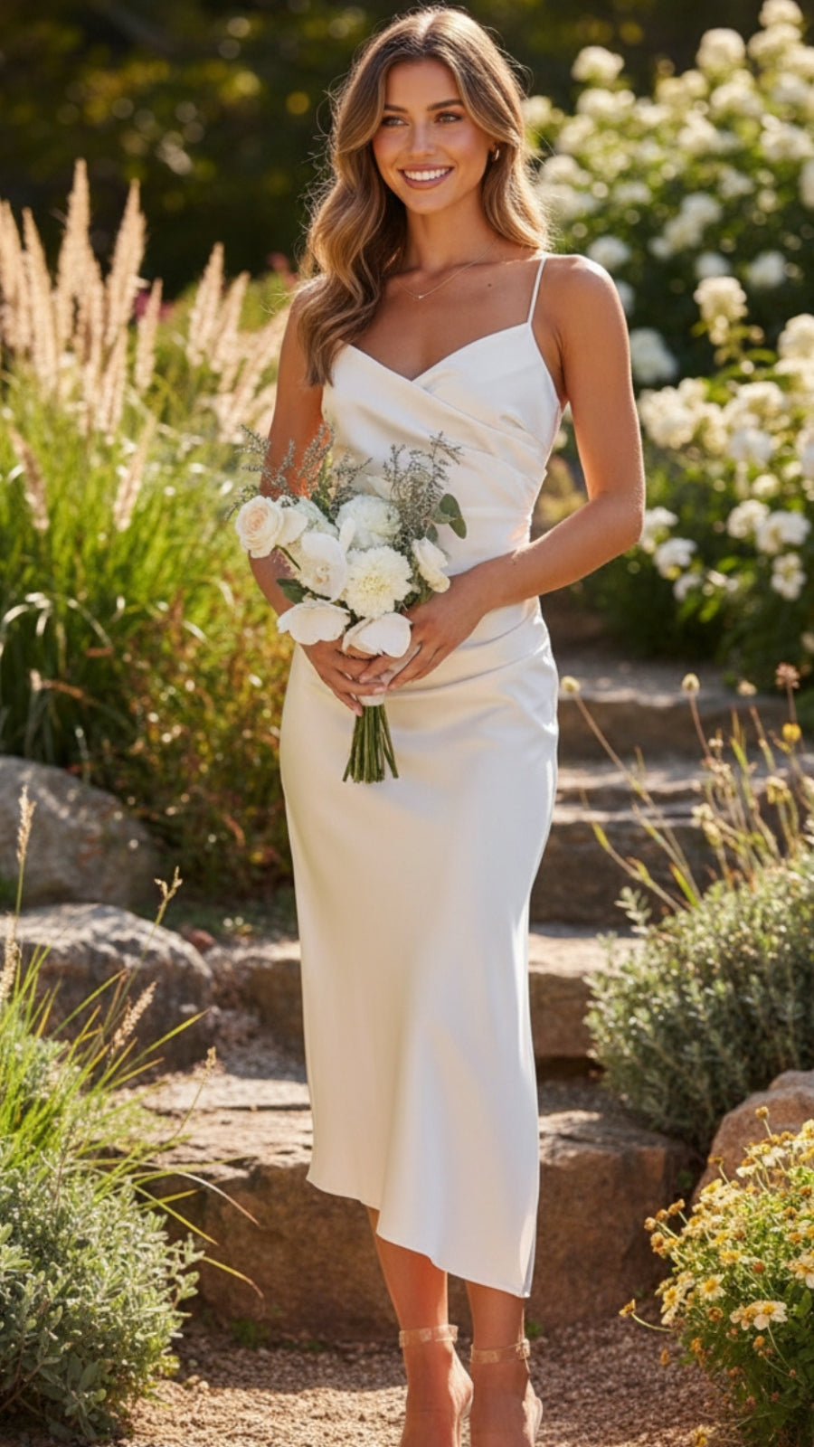 Sleeveless Cowl Neck Ruched Midi Dress