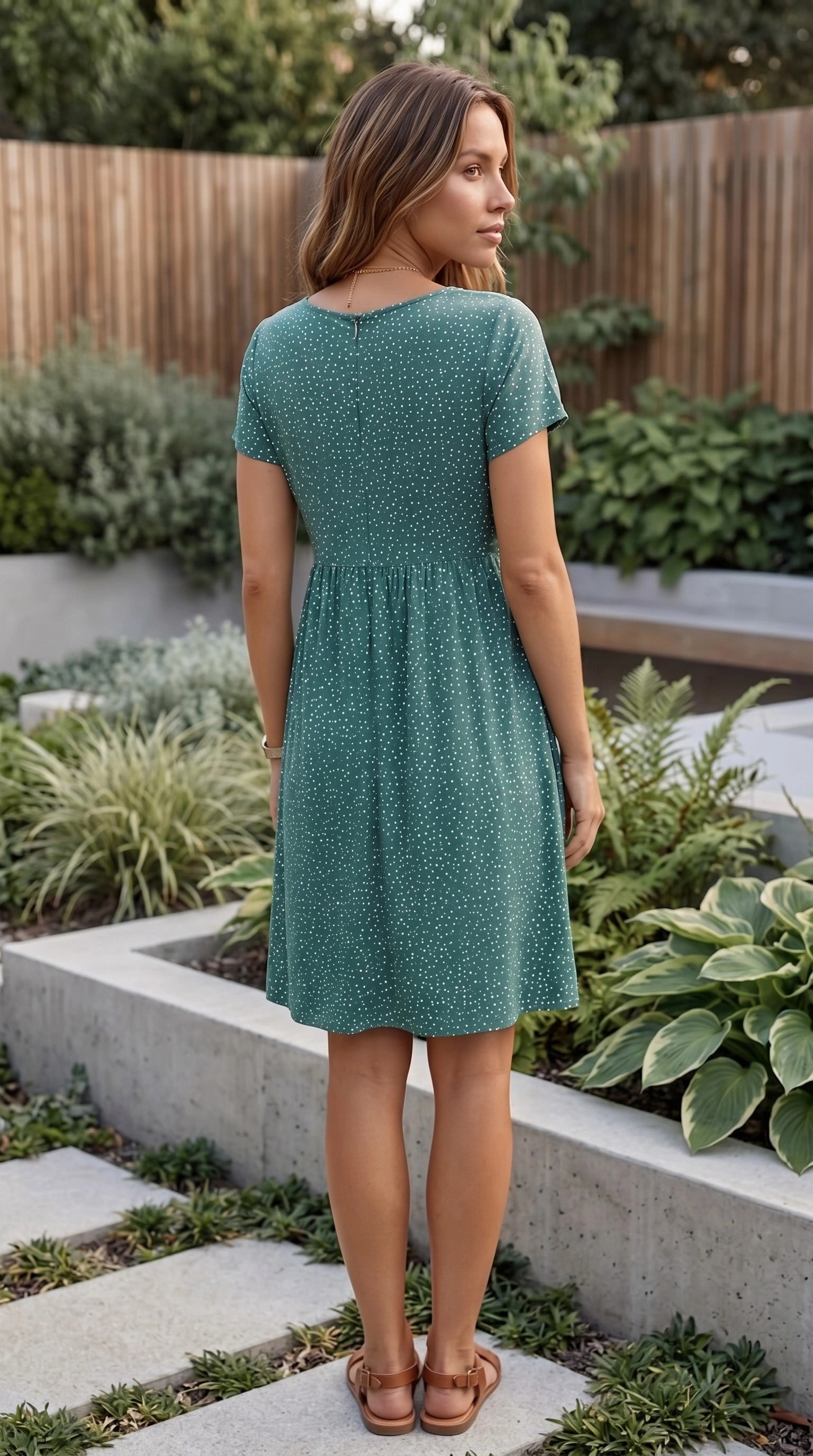 Women’s Short Sleeve Polka Dot Mini Dress