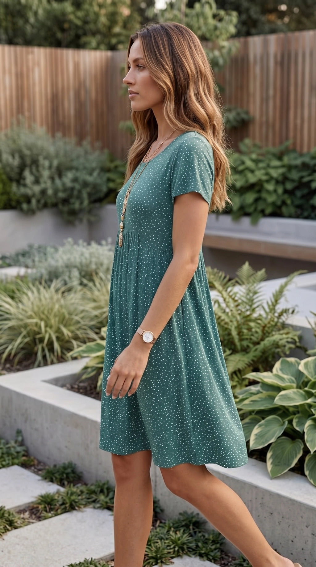 Women’s Short Sleeve Polka Dot Mini Dress
