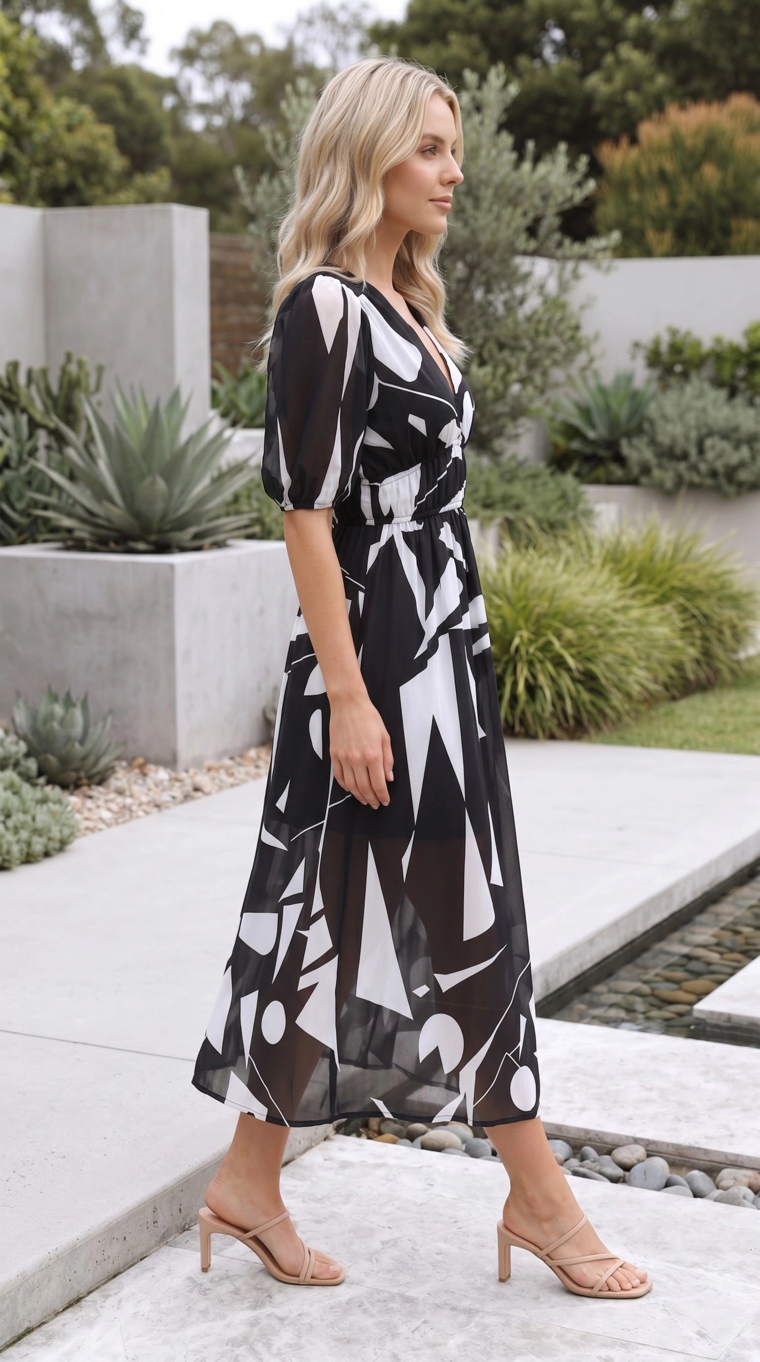 Women’s Short Sleeve V Neck Floral Print A Line Maxi Dress
